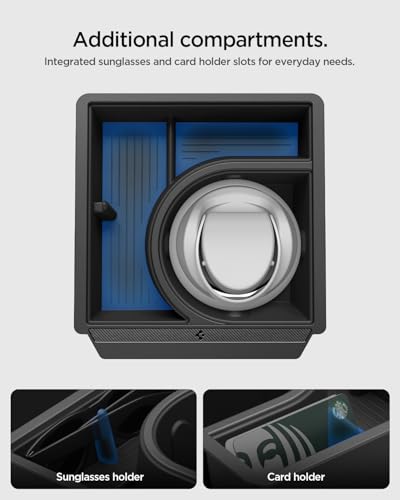 Spigen Center Console Organizer [Sliding Tray w/Intelligrip & Sunglass Holder] for 2025 2026 Tesla Model Y Juniper Accessories, Cup Holder Expander for 32oz 40oz Owala, Hydro Flask, Yeti, & More - size: Center Console Organizer (Bottle)