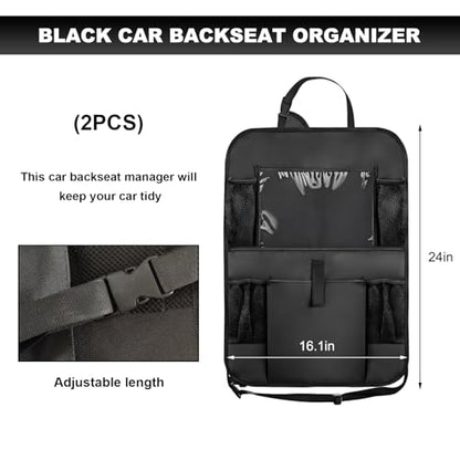 2PCS Car Backseat Organizer, Oxford Car Back Seat Protecter Kick Mat with Touch Screen Tablet Holder, Waterproof Automotive Seatback Storage Bag with Multi Functional Pockets (Large Pocket) - color: Large Pocket
