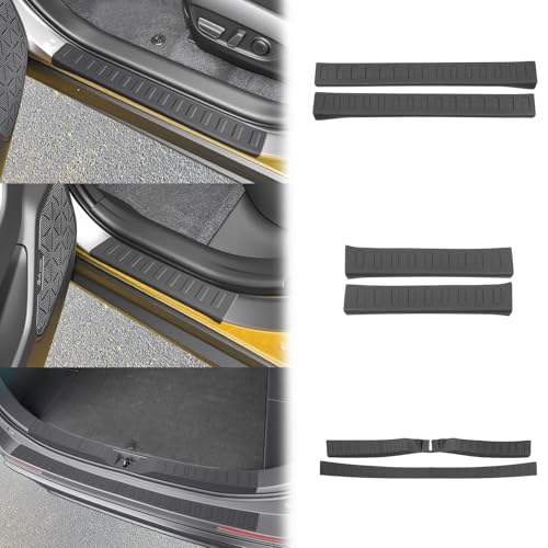 Door Sill Guards & Rear Bumper Protector for 2019-2025 Toyota RAV4 Accessories, Entry Guard with Trunk Sill Cover Kit Soft TPE for 2019-2025 RAV-4 6Pcs Set - color: for 2019-2025 RAV4