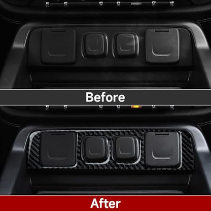 Car Central Control Cigarette Lighter Sticker Carbon Fiber Decal Cover Interior Trim for Chevrolet Silverado/GMC Sierra 1500 2500HD 3500HD 2014-2018 Accessories - color: Central Control Cigarette Lighter