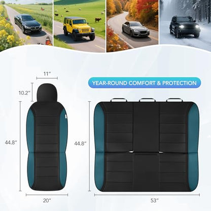 Road Comforts Leather Seat Covers, Breathable Car Seat Covers Full Set for Men,Airbag Compatible, Automotive Seat Covers Set Universal Fit Most Cars,Vans,Truck,SUV - color: Blue Full Set