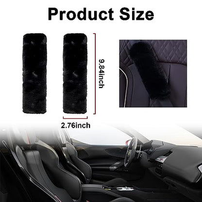 Ziciner 2 Packs Car Seatbelt Covers Shoulder Pad, Universal Soft Faux Sheepskin Shoulder Cover for Comfortable Driving, Fluffy Seat Belt Protector Help to Protect Your Neck and Shoulder (Black) - color: Black