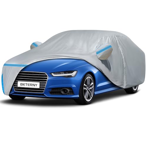Car Covers for 2004-2026 Audi A6/S6, Waterproof Custom-fit All Weather Sun Rain UV Dust Snow Protection Outdoor A6 Full Car Cover with Door Zipper and Cotton Lining-Gray - size: A6 Cover