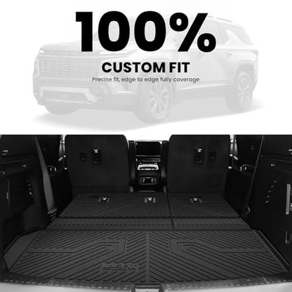 LASFIT Trunk Mat with Backrest Mat for Chevrolet Chevy Traverse 2024-2026 & GMC Acadia 2024-2026 & Buick Enclave 2025-2026, All Weather TPE Custom Fit Cargo Mat Trunk Liner with Backrest Mat, Black - size: Cargo Liner for Traverse/Acadia/Enclave 2024-2026