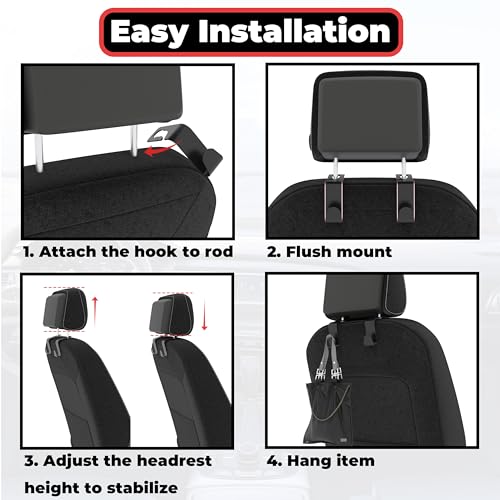 BFXM 2Pcs Car Seat Headrest Hooks, Back Seat Purse Leather Hanger Holder Hook, Magnetic Storage Organizer for Purses Handbag Grocery Bags Coats - color: 2pcs brown