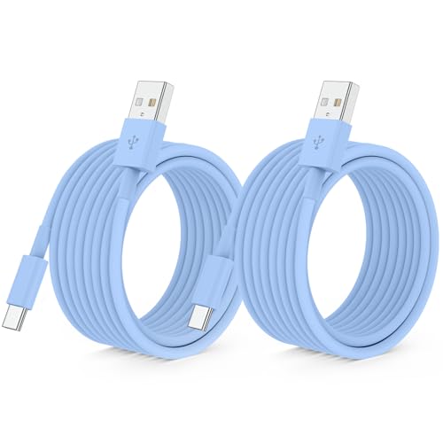 QZIIW 2 Pack Apple USB C Fast Charging Cable 15 FT for iPhone 16 15/16 15 Pro/16 15 Pro max/16 15 Plus,USB A to USB C Car Carplay Cord Compatible Galaxy S25 S24, i Pad Pro 12.9/11,Air 5th/4th Gen - color: Light Blue, size: 15FT+15FT