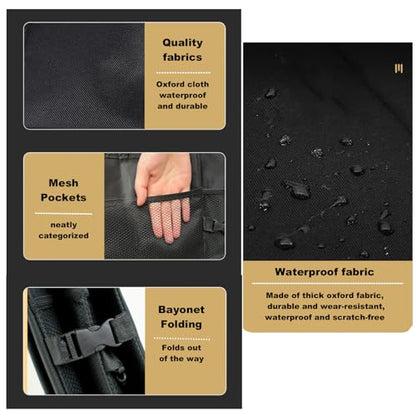Trunk Organizer, Storage Box - 52L Large Capacity Collapsible Multi Compartments Organizer, Portable Storage Box for Most Cars/SUV, Waterproof Oxford Fabric, Black