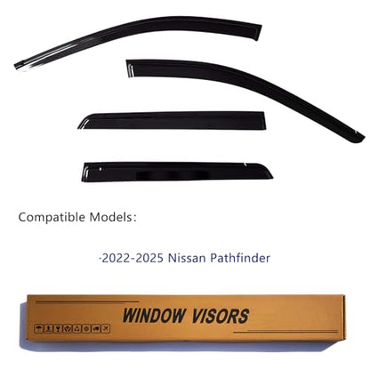 Window Visors Rain Guards Compatible with Nissan Pathfinder 2022-2026, Out-Channel Side Window Wind Deflectors Vent Shades Accessories, Dark Smoke 4 Pcs, 2023 2024 2025 - size: 2022-2026 Nissan Pathfinder