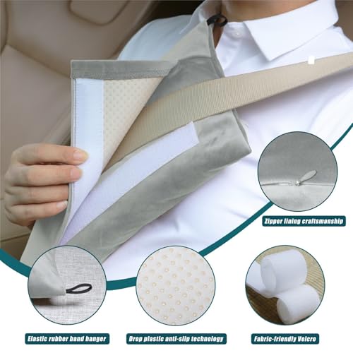 Super Soft Seatbelt Pillow, Seat Belt Pillow for Mastectomy Post-Surgery, Seat Belt Cushion for Heart Surgery Recovery, Hysterectomy Abdominal Incision Recovery Seatbelt (Light Gray, Large) - color: Light Gray
