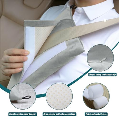 Super Soft Seatbelt Pillow, Seat Belt Pillow for Mastectomy Post-Surgery, Seat Belt Cushion for Heart Surgery Recovery, Hysterectomy Abdominal Incision Recovery Seatbelt (Light Gray, Large) - color: Light Gray