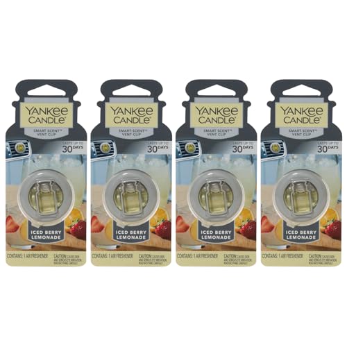 Yankee Candle Smart Scent Vent Clip Car Air Freshener, Adjustable Fragrance Strength, Long Lasting Up to 30 Days, Odor Neutralizing Car Fragrance, Iced Berry Lemonade (Pack of 4) - size: 1 Count (Pack of 4)