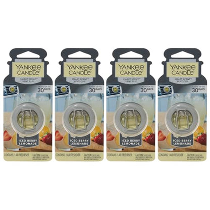 Yankee Candle Smart Scent Vent Clip Car Air Freshener, Adjustable Fragrance Strength, Long Lasting Up to 30 Days, Odor Neutralizing Car Fragrance, Iced Berry Lemonade (Pack of 4) - size: 1 Count (Pack of 4)