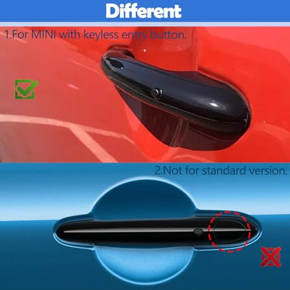 Osompar 4PCS Door Handle Cover Trim Piano Black Compatible with Mini Cooper F55 F60 w/Comfort Access (w/Push Button) - color: Black