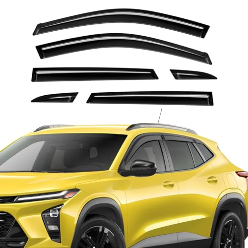Tape-On Rain Guards Compatible with Chevrolet Trax MK2 2023+ Black Extra Durable Shatterproof Side Window Deflectors, Vent Window Visors, Wind Deflectors - 6 PCS - size: Fit for Chevrolet Trax MK2 2023+Tape On
