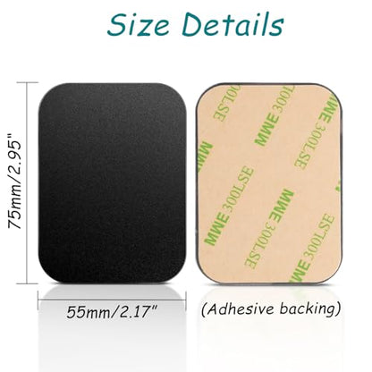Mount Metal Plate with Adhesive for Magnetic Phone Car Mount Holder, 20 Pack Universal Replacement Metal Plates Black Rectangular Iron Stickers Steel Sheets Compatible with Magnetic Mounts, 75x55 mm - color: Black, size: Rectangle 75x55mm-20p