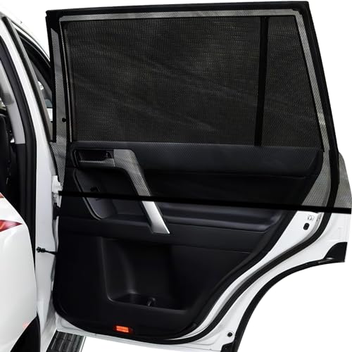 AUGOLA Car Window Shades, 2 Pack Breathable Mesh Side Sun Shades, Stretch Screens for Baby/Camping, Heat Block UV Protection, Back Window Covers for Car, Truck, SUV, Van (XL 63''x28'') - size: Extra Large