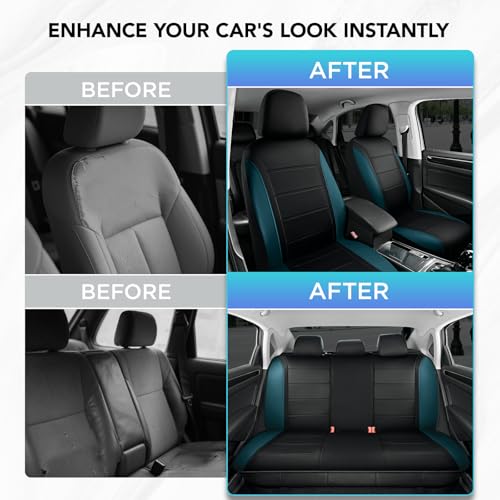 Road Comforts Leather Seat Covers, Breathable Car Seat Covers Full Set for Men,Airbag Compatible, Automotive Seat Covers Set Universal Fit Most Cars,Vans,Truck,SUV - color: Blue Full Set