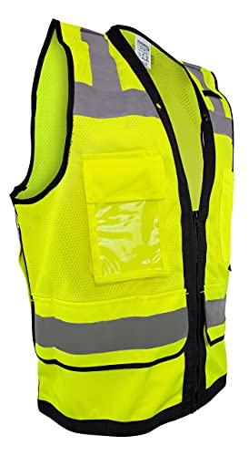 SU300G Surveyors Class 2 Green Reflective Vest with Tablet Pockets | Meets ANSI/ISEA Standards - color: Green, size: 3X-Large