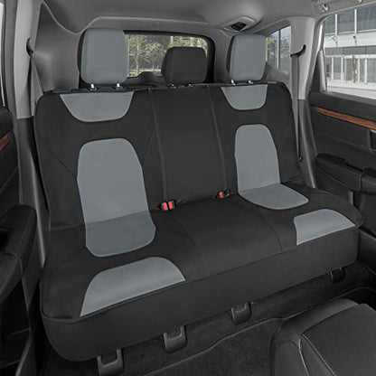 Motor Trend AquaShield Waterproof Gray Rear Split Bench Seat Covers for Trucks Rear Seat Cover Only - Black Car Seat Covers, Back Seat Cover Only - Durable Neoprene Spill Resistant for Kids & Dogs - color: a2-Black & Gray Bench