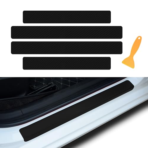 4PCS Car Door Sill Protector, Car Door Edge Guards, Anti-Scratch & Waterproof Car Door Sills Scratch Protection, Carbon Fiber Door Threshold Protection Universal for Most Vehicles - color: Black