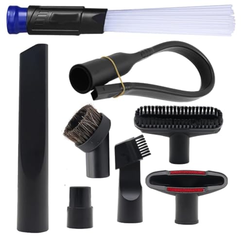 8 Pcs Household Cleaning Vacuum Cleaner Attachments Kit for Shop Vac Accessories with 1 1/4" Vacuum Brush Flexible Crevice Tool, Vacuum Cleaner Straw Tubes and Vacuum Hose Adapter Kit - color: 8 Pcs- Vacuum Attachments
