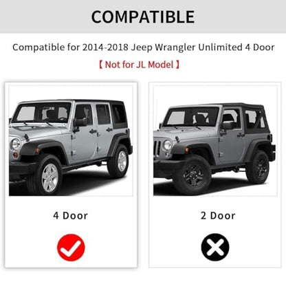 YITAMOTOR Floor Mats for Jeep Wrangler JK Unlimited 4 Doors 2014-2018 (Not for JL or 2-Door), All Weather Custom Fit Floor Liners 1st & 2nd Row Protection, Heavy Duty Car Mats Black - style: 2014-2018 Wrangler JK 1st & 2nd Row