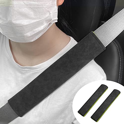 2PCS Suede Universal Car Seat Belt Shoulder Protector Pad,Handbags, Backpacks, Child Straps Protect Your Shoulders and Neck for Adults and Children 30cm/11.8in(Black/Yellow) - color: Black/Yellow, size: 11.8in
