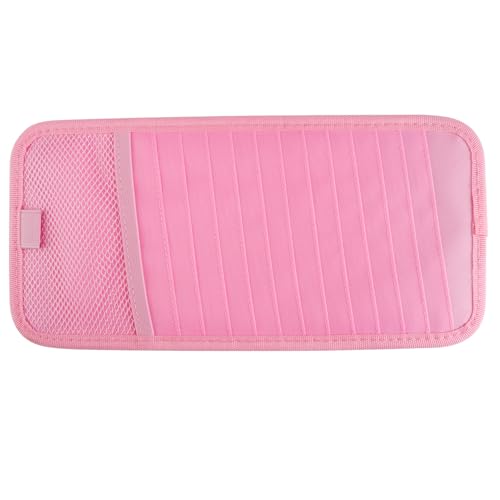 Sun Visor CD Holder, 12-Capacity Car Visor Organizer with DVD Sleeves and Mesh Pocket, Universal Visor Storage for Vehicle CD Case and Pen Holder Ergonomic Design (Pink 1 Pcs) - color: Pink 1 Pcs