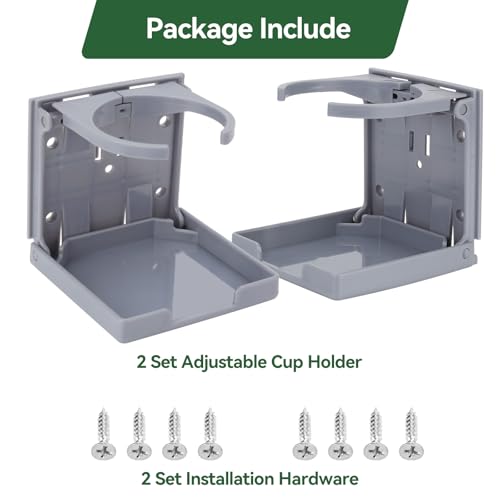 2pcs Adjustable Folding Cup Holder Automotive Water Drink Bottle Holder, fit Most Size Mugs Bottle, with Screws and Tapes, for Car Auto Truck RV Boat Van Camper Caravan Marine Yacht (Gray) - color: Gray