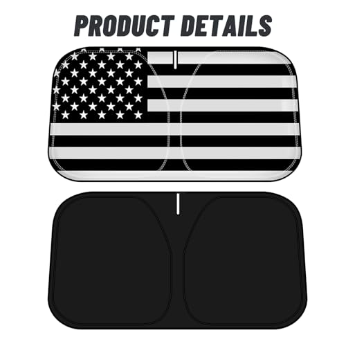D-Lumina Windshield Sun Shade for 2019-2025 GMC Sierra 1500 2500 3500 Accessories, Front Window Sunshade American Flag Sun Visor Protector Sun Shield Block UV Ray Heat, Foldable 2 Layers 210T Material - size: Silver & Black-Fit 2019-2025 GMC Sierra