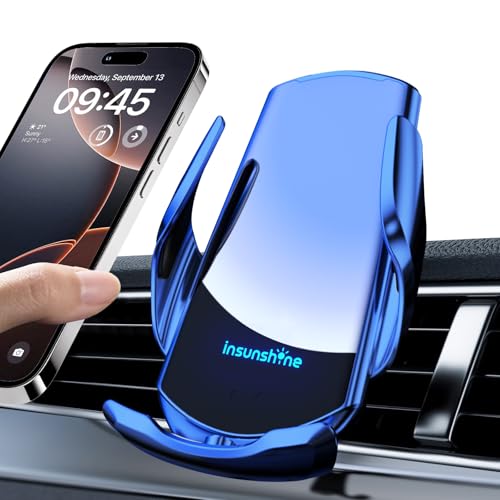 Wireless Car Charger, MAX 15W Fast Charging Auto Clamping, Sensing Phone Holder Mount, fit for iPhone 16 15 14 13 12 Pro Max Xs X, Samsung Galaxy S24 Ultra S23 S22 S21 S20 Note 20 (3-Blue) - color: 3-Blue