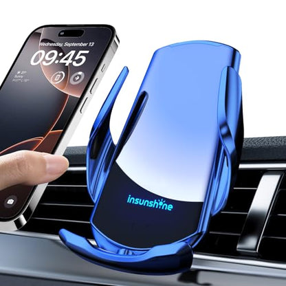 Wireless Car Charger, MAX 15W Fast Charging Auto Clamping, Sensing Phone Holder Mount, fit for iPhone 16 15 14 13 12 Pro Max Xs X, Samsung Galaxy S24 Ultra S23 S22 S21 S20 Note 20 (3-Blue) - color: 3-Blue