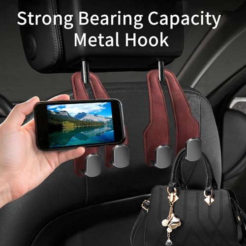 Car Seat Headrest Hooks for Purses and Bags, 4 Pack Bag Purse Holder for Car With Double Metal Hooks, Car Purse Hanger, Headrest Back Seat Handbags Hook Cute Hanging Accessories, hot pink - color: Hot Pink 4pcs