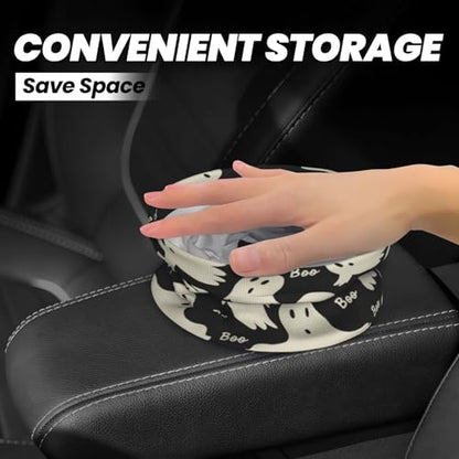 Ghost Pattern Car Trash Can Small Portable Car Garbage Bag for Back Front Seat RV's Camping Accessories - color: Ghost Pattern