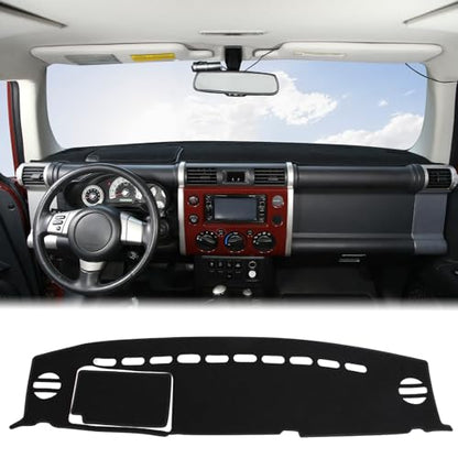 Aunginsy Car Dashboard Cover Mat Compatible with Toyota FJ Cruiser 2007-2021 SUV Dashboard Dash Cover Nonslip Black Mat Sun Pad Dash Carpet Sunshade Glare UV Rays Protector Car Interior Accessories - color: Black(LHD)