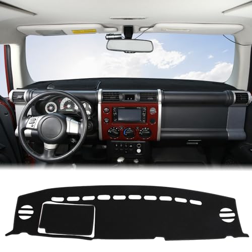 Aunginsy Car Dashboard Cover Mat Compatible with Toyota FJ Cruiser 2007-2021 SUV Dashboard Dash Cover Nonslip Black Mat Sun Pad Dash Carpet Sunshade Glare UV Rays Protector Car Interior Accessories - color: Black(LHD)