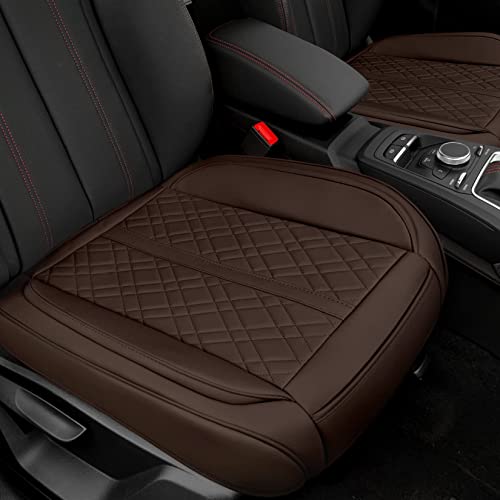 2 Pack Car Seat Cover for Front Car Seat Bottom,Premium PU Leather Seat Cushion Protector Upgraded Without Backrest with Storage Pocket,Full Wrapping Edge Works with Sedan SUV Pickup Minivan (Z BROWN) - color: Z BROWN