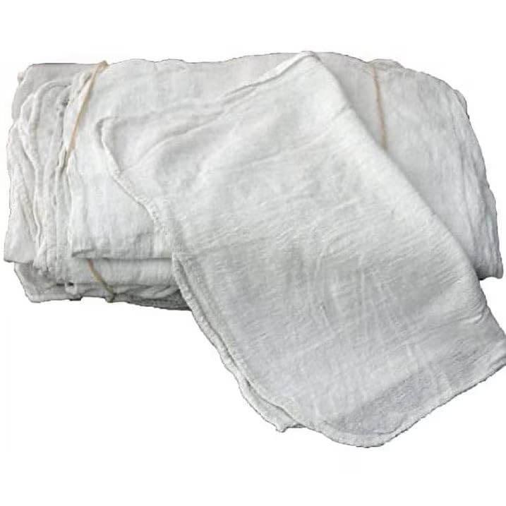 White & Red Shop Towels – Reusable Cotton Rags, Lint-Free & Heavy – Duty Cleaning Towels for Garage, Auto & Industrial Use (100, White) - color: White