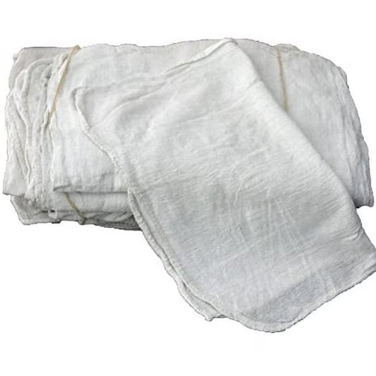 White & Red Shop Towels – Reusable Cotton Rags, Lint-Free & Heavy – Duty Cleaning Towels for Garage, Auto & Industrial Use (100, White) - color: White