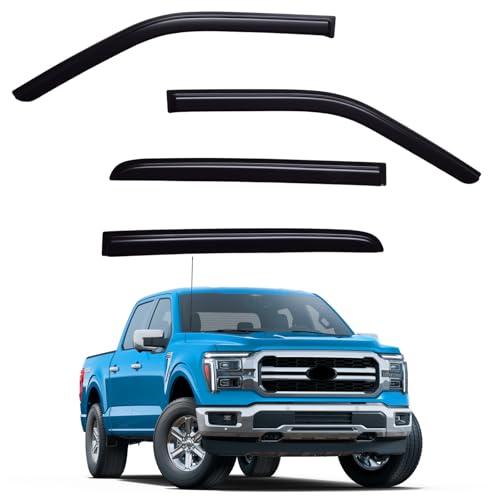Window Visors Rain Guards fits 2015-2026 Ford F150 SuperCrew, Window Wind Deflectors Vent Shades for 2017-2026 F-150 Raptor/F250 F350 F450 Super Duty, 2016 2018 2019 2020 2021 2022 2023 2024 - size: 2015-2026 Ford F150 SuperCrew
