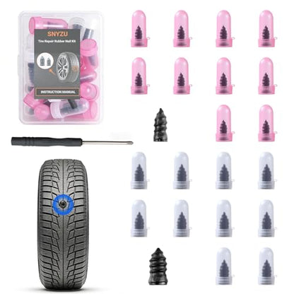 21 PCS Tire Repair Rubber Nail Kit, Premium Spiral Screw-in Tire Plugs with 2 Sizes, Emergency Roadside Flat Tire Fix Tool for Car Truck Motorcycle Tractor ATV SUV (20 PCS + 1PC Screwdriver) - size: 20 PCS + Screwdriver