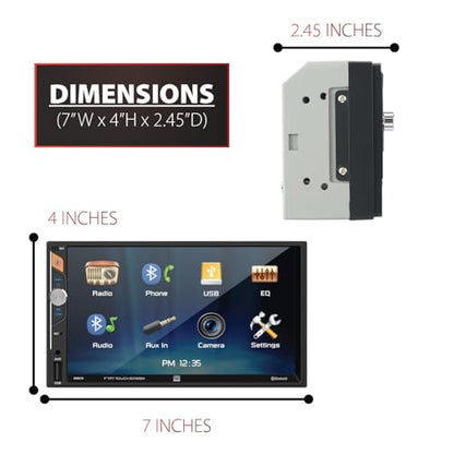 Dual Electronics DMR74 7-inch Double DIN Car Stereo | LED Digital Media Touchscreen | Bluetooth | Push to Talk Assistant | Backup Camera Input | | USB Charging | No CD/DVD - style: 7-inch Double Din