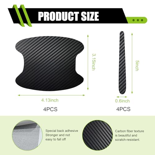 8 PCS Car Door Handle and Bowl Protectors, Leather Anti-collision Paint Protection Cover, Sporty Carbon Fiber Scratch-cover Decorative Sticker, Universal Self-adhesive Film for Cars (Black)