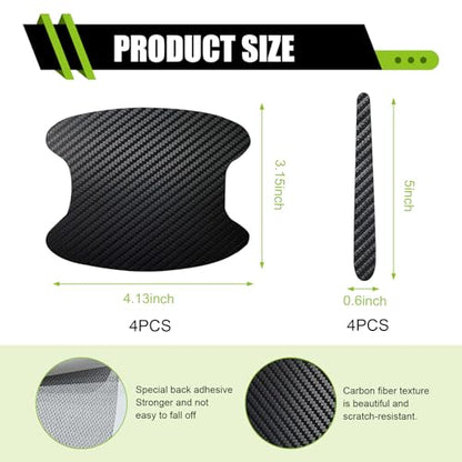 8 PCS Car Door Handle and Bowl Protectors, Leather Anti-collision Paint Protection Cover, Sporty Carbon Fiber Scratch-cover Decorative Sticker, Universal Self-adhesive Film for Cars (Black)