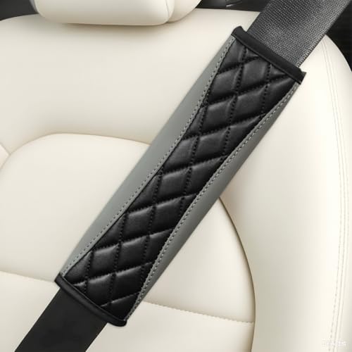2PCS Car Seat Belt Cover, Soft Comfortable Leather Vehicle Seatbelt Shoulder Pad Cushion, Breathable Automotive Interior Seat Strap Harness Mat, Universal for RV SUV Truck (Gray) - color: Gray