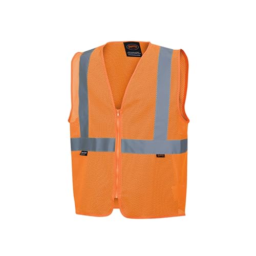 Pioneer Hi Vis Mesh Safety Vest - for Traffic & Public Workers - Cool & Lightweight - Class 2 - Reflective Tape - Orange - color: Orange, size: 0
