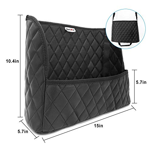 Bark Lover Car Handbag Holder, Seat Back Organizer, Barrier of Backseat Pet Kids, Purse Storage & Pocket, Car Accessories, Handbag Holder - style: Black leather