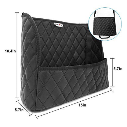 Bark Lover Car Handbag Holder, Seat Back Organizer, Barrier of Backseat Pet Kids, Purse Storage & Pocket, Car Accessories, Handbag Holder - style: Black leather