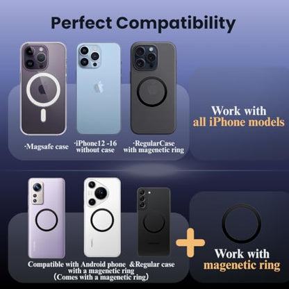 Minson's BestShop Vacuum Magnetic Car Phone Holder - 108lbs Suction & 3000gf Magnet, 360° Foldable Car Phone Mount for iPhone 16-12, Samsung, Android in All Vehicles/Gym/Mirror/Smooth Surfaces