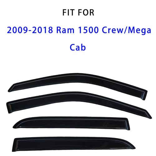 Tape On Window Visors Rain Guards Deflectors for 2009-2018 Ram 1500 Crew/Mega Cab/Full-Size Cab, Side Vent Visors Shades for 2010-2024 Ram 2500 & 3500, 2019-2024 Ram 1500 Classic Body Models Only - size: For Ram 1500 Crew/Mega Cab 2009-2018